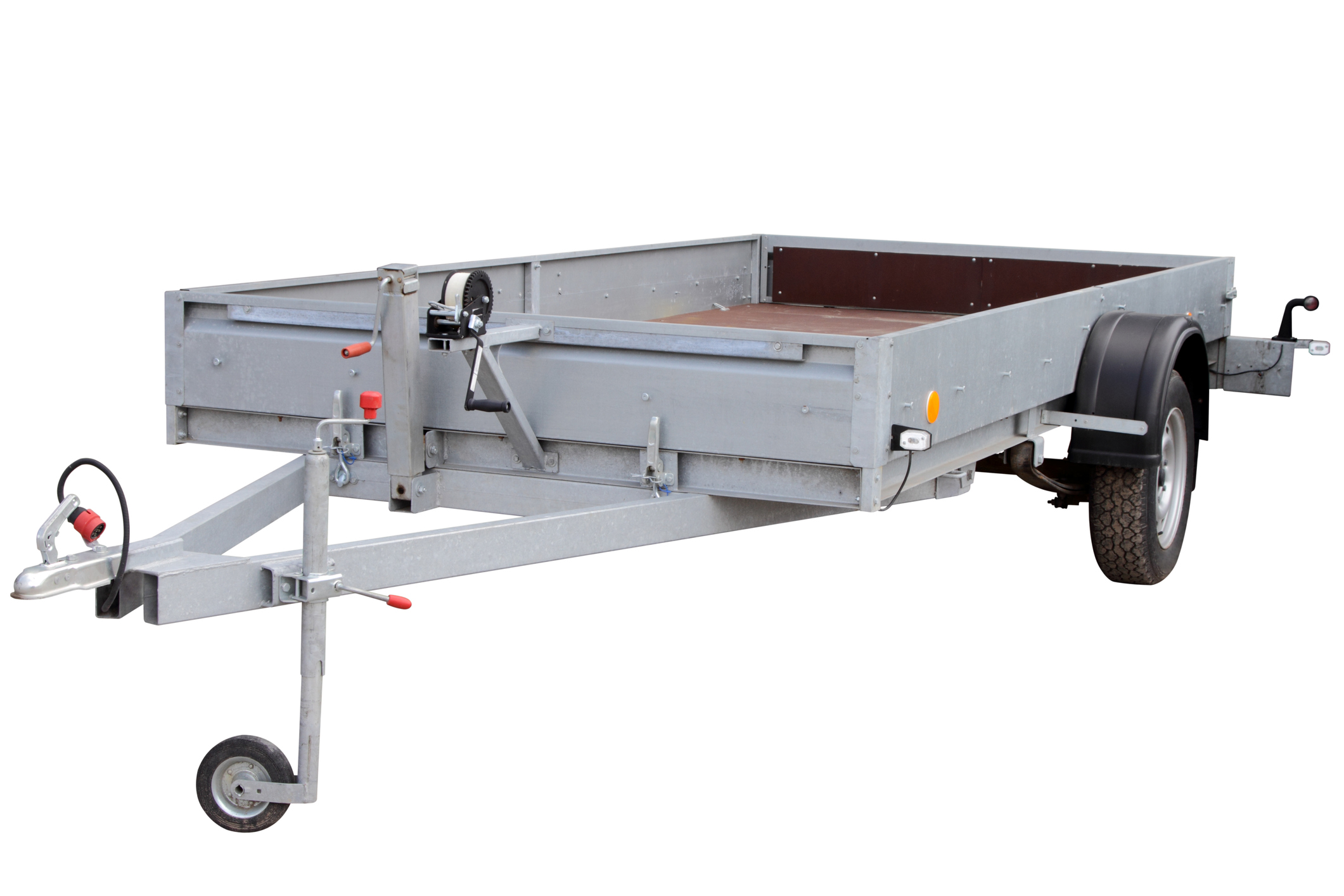 Utility trailer with sidewalls and a lightweight design, perfect for everyday hauling tasks like landscaping, gardening, or transporting recreational gear.